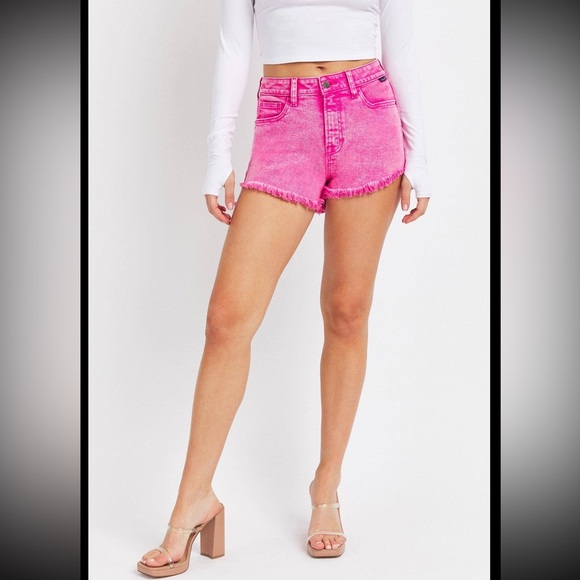 Cello Pants - Cello Jeans Hot Pink Acid High Rise Mom Short